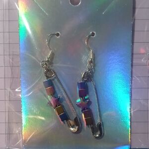 Colorful Star Safety Pin Earrings